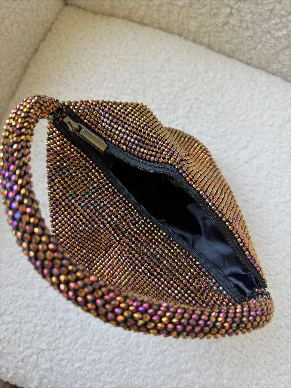 Crystal-Embellished Wristlet Clutch
